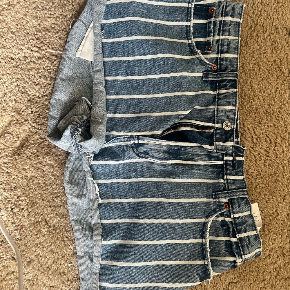 Striped Denim Shorts Abercrombie and Fitch
